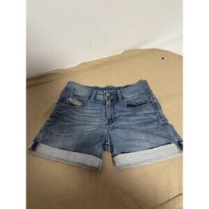 Diesel Shorts Womens 25 Blue Denim Cuffed Roll Up Isi Stretch JoggJeans Style